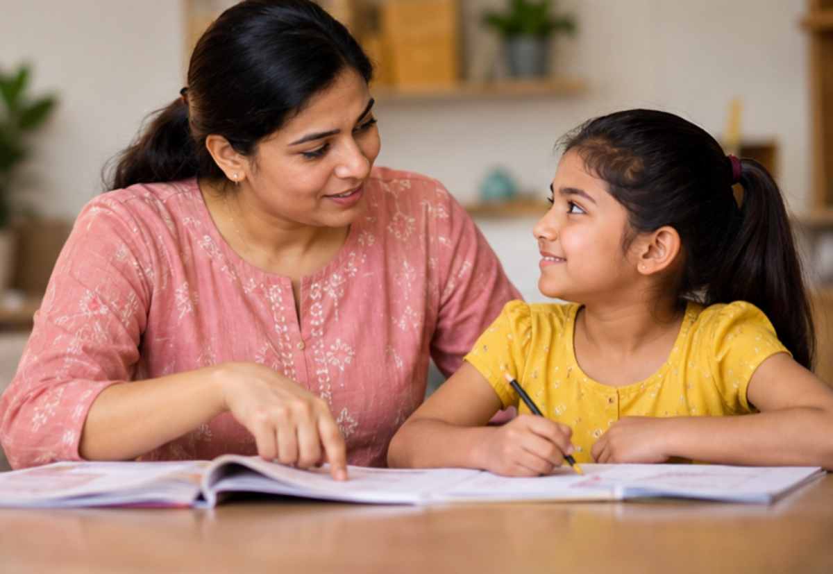 बच्चे को सम्मान के साथ समझाती माँ