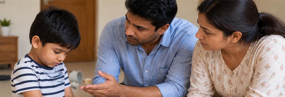 बच्चे झूठ क्यों बोलते हैं, बच्चे को सच बोलने के लिए समझाते माता-पिता