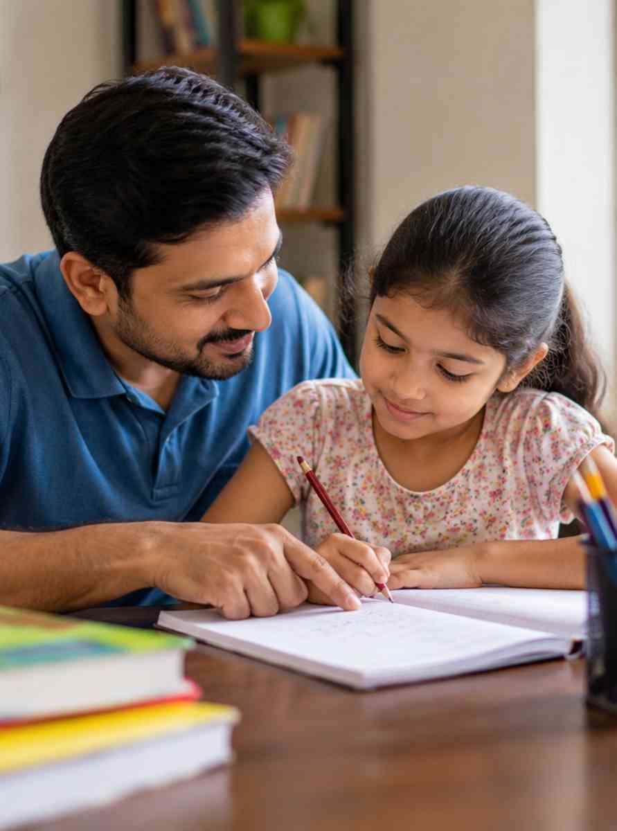 बच्चे गलती करें तो क्या करें, बच्चे को समझाते पिता
